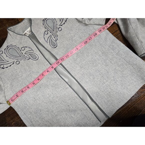 Vintage 1970s Lilli Ann Gray Wool Embroidered Jacket Blazer - Picture 9 of 16